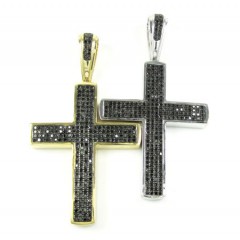 Mens 14k Gold Black Diamond Cross 1.15ct