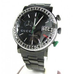 Diamond gucci g watch black stainless steel 3.75 ct