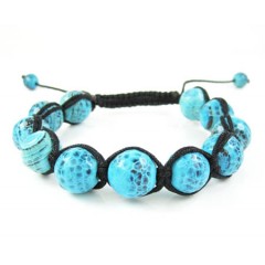 Turquoise Blue Onyx Macramé Smooth Bead Rope Bracelet