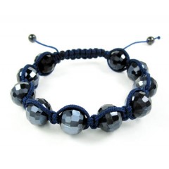 Blue Metallic Onyx MacramÃ© Faceted Bead Rope Bracelet