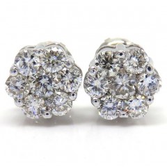 7mm 14K White, Yellow, Rose Gold Diamond Cluster Earrings 1.00CT