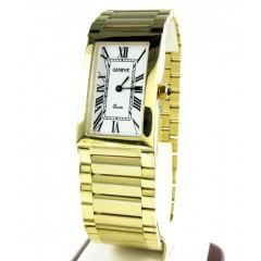 Mens 14k yellow gold geneve quartz watch 