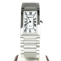 Mens 14k White Gold Geneve Quartz Watch 