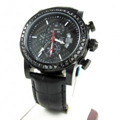 Techno com kc black diamond carbon fiber watch 3.50ct