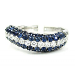 Ladies 14k White Gold White Diamond  & Blue Sapphire Fashion Ring 1.61ct