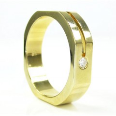 Mens Baraka 18k Yellow Gold Diamond Ring 0.07ct