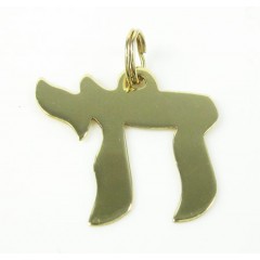 14k yellow gold jewish chai pendant