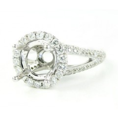 Ladies 18k white gold round diamond semi mount ring 1.10ct