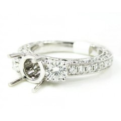 Ladies 18k White Gold Round Diamond Semi Mount Ring 1.36ct
