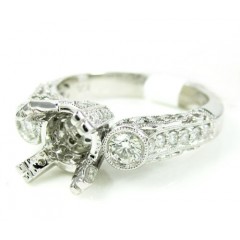 Ladies 14k White Gold Round Diamond Semi Mount Ring 0.56ct