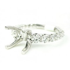 Ladies 18k White Gold Round Diamond Semi Mount Ring 1.33ct