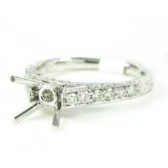 Ladies 18k White Gold Round Diamond Semi Mount Ring 0.60ct