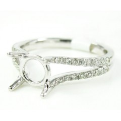 Ladies 18k White Gold Round Diamond Semi Mount Ring 0.30ct