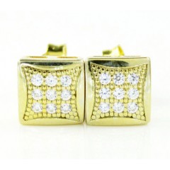 .925 Yellow Sterling Silver White Cz Earrings 0.18ct