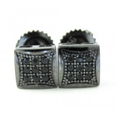 .925 Black Sterling Black Cz Earrings 0.18ct