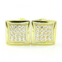 .925 Yellow Sterling Silver White Cz Earrings 0.32ct