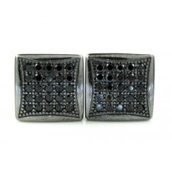 .925 Black Sterling Silver Black Cz Earrings 0.50ct