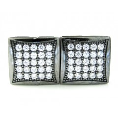 .925 Black Sterling Silver White Cz Earrings 0.50ct