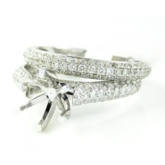 18k White Gold Diamond Semi Mount Ring Set 1.38ct