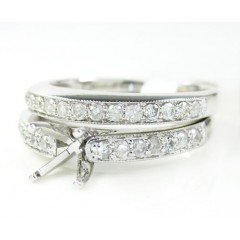 14k White Gold Diamond Semi Mount Ring Set 0.60ct