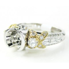 14k two tone gold diamond flower semi mount ring set 0.78ct