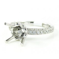 18k White Gold Round Diamond Semi Mount Ring 0.66ct