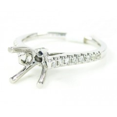 18k White Gold Round Diamond Semi Mount Ring 0.18ct