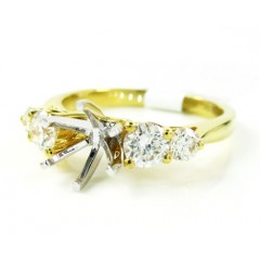 18k Yellow Gold Round Diamond Semi Mount Ring 0.79ct