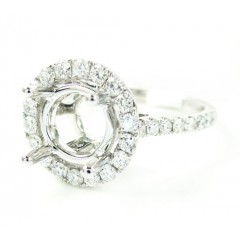 18k White Gold Round Diamond Semi Mount Ring 0.90ct