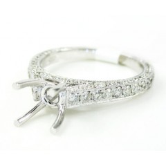 18k White Gold Round Diamond Semi Mount Ring 0.95ct