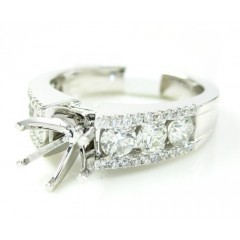 18k White Gold Round Diamond Semi Mount Ring 1.03ct