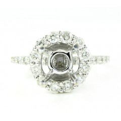 18k white gold round diamond semi mount ring 1.13ct