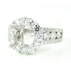 18k White Gold Round Diamond Semi Mount Ring 1.41ct
