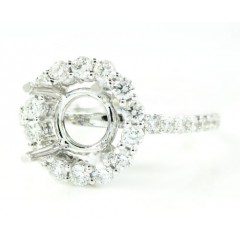 18k White Gold Round Diamond Semi Mount Ring 0.86ct