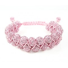 Pink Rhinestone Macramé Bead Pink Rope Bracelet 18.00ct