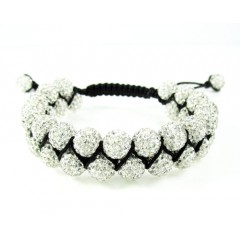 White Rhinestone Macramé Bead Black Rope Bracelet 18.00ct