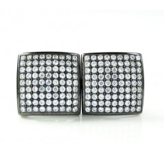 .925 Black Sterling Silver White Cz Earrings 1.28ct