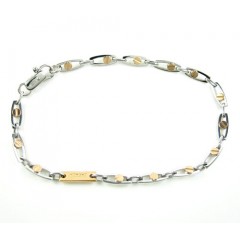 Mens Baraka 18k Rose & White Gold Fancy Screw Link Bracelet 8 Inches 4mm
