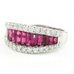 Ladies 18k white gold diamond & ruby fashion ring 1.94ct