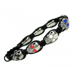 Multi Colored Rhinestone Copper MacramÃ© Skull Bead Rope Bracelet 8.00ct