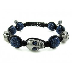 Blue Rhinestone Copper MacramÃ© Skull Bead Rope Bracelet 15.00ct