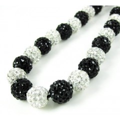 Black & white rhinestone macramé bead black rope chain 50.00ct