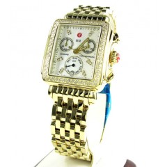 Ladies Michele Deco Day Diamond Yellow Stainless Steel Watch 0.66ct