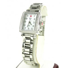 Ladies Michele Deco Mini Diamond White Stainless Steel Watch 0.36ct