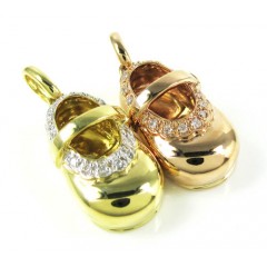 18k Gold Diamond Baby Shoe Pendant 0.08ct