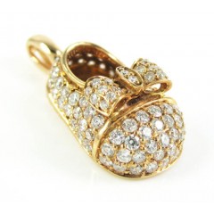 18k Rose Gold Diamond Baby Shoe Pendant 0.92ct
