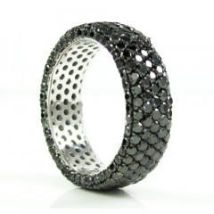 Ladies 14k White Gold Black Diamond Eternity Band 4.75ct