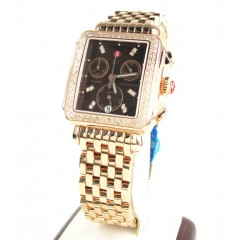 Ladies michele deco date & day diamond rose gold stainless steel watch 0.66ct