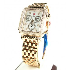 Ladies michele deco date & day diamond rose gold stainless steel watch 0.66ct