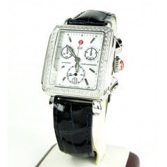 Ladies Michele Deco Date Diamond White Stainless Steel Watch 0.60ct